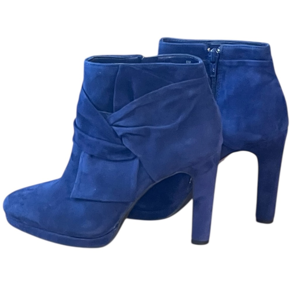 Gianni Bini Blue Suede Bow Stiletto Platform Booties Size 8